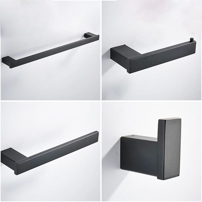 Set accesorii baie, negru mat, 4 piese