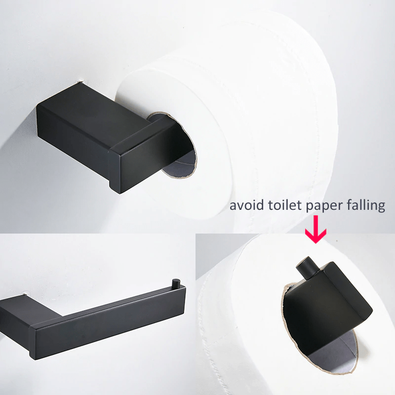 Set accesorii baie, negru mat, 4 piese