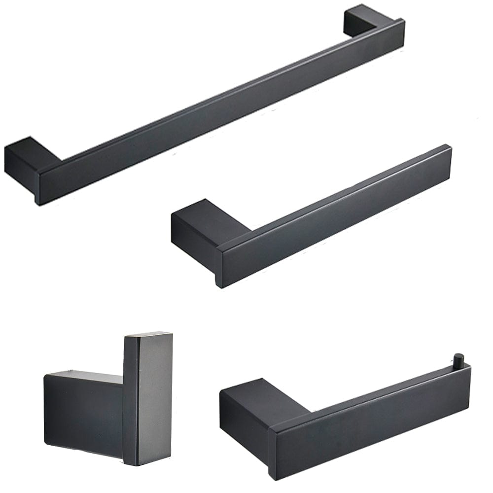 Set accesorii baie, negru mat, 4 piese