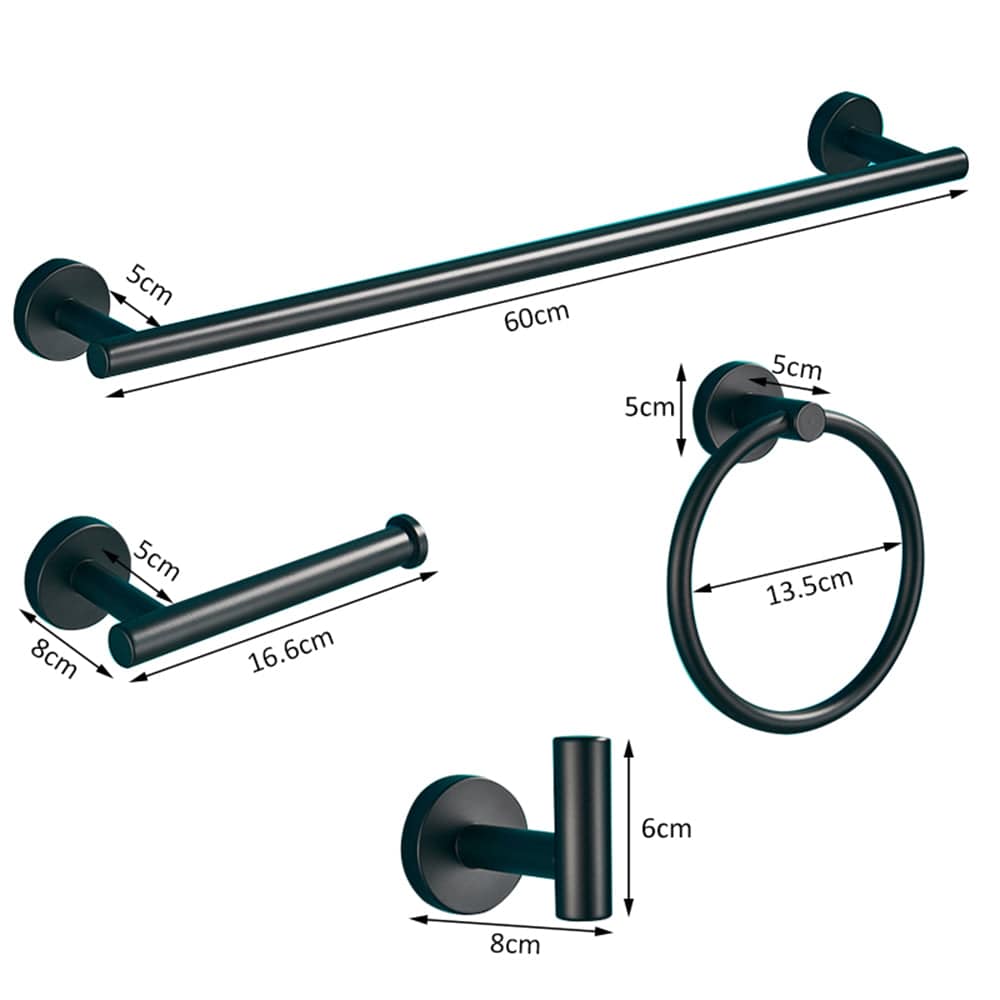 Set accesorii baie, negru mat, 4 piese