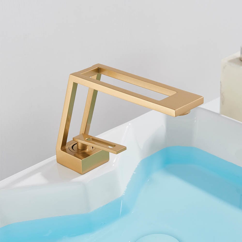 Set Coloana Dus, auriu mat, cu efect de ploaie, para dus 25 cm, 4 functii de curgere + Baterie lavoar