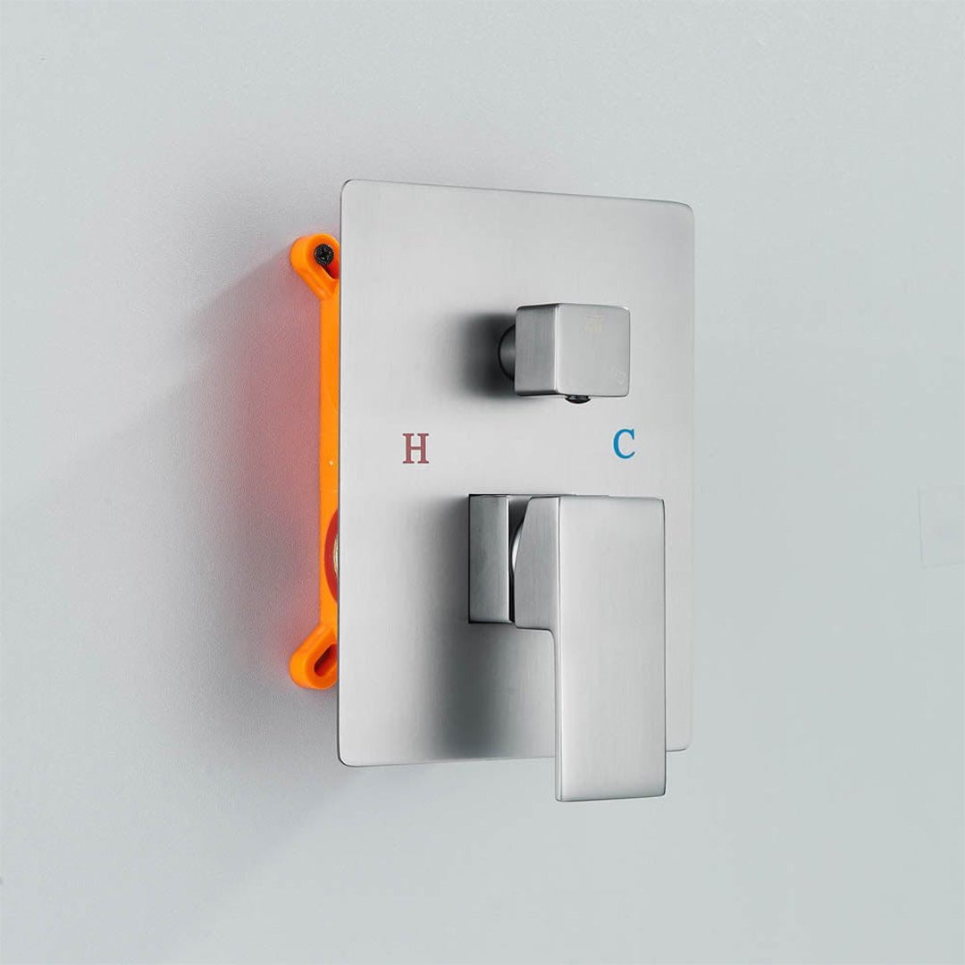 Set de duș cu pară pătrată 25 cm, gri antracit, 3 funcții de curgere a apei