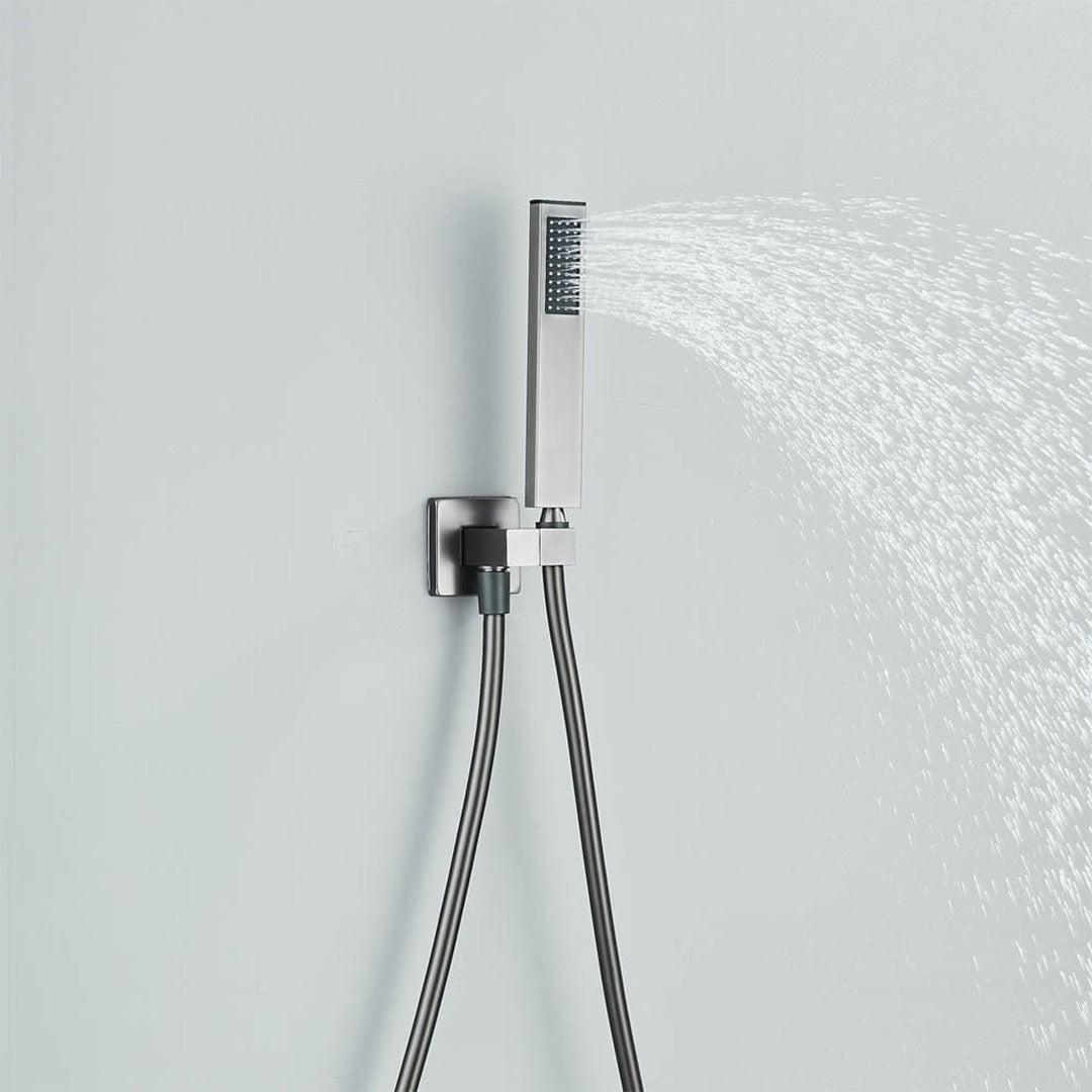 Set de duș cu pară pătrată 25 cm, gri antracit, 3 funcții de curgere a apei