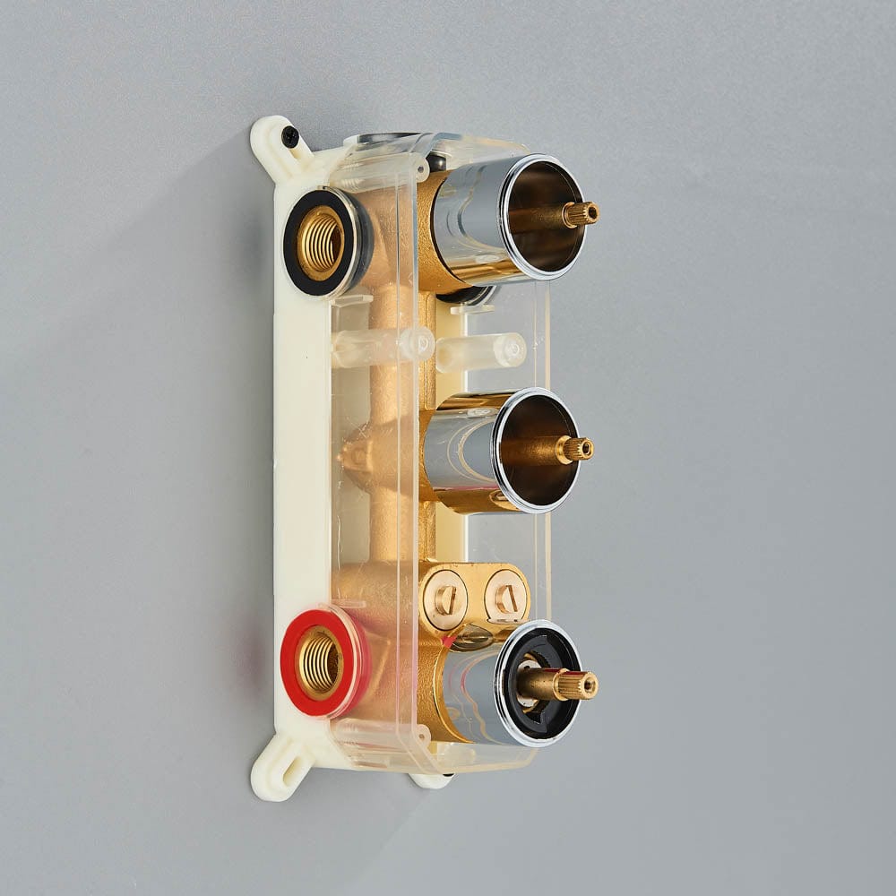 Set de duș cu pară tip cascadă, cu termostat, argintiu lucios, 3 funcții de curgere a apei