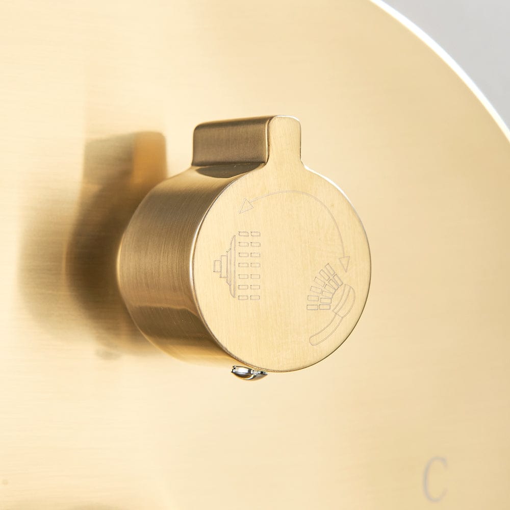 Set de dus auriu nichelat cu para rotunda tip ploaie 25 cm + Baterie lavoar Stev aurie