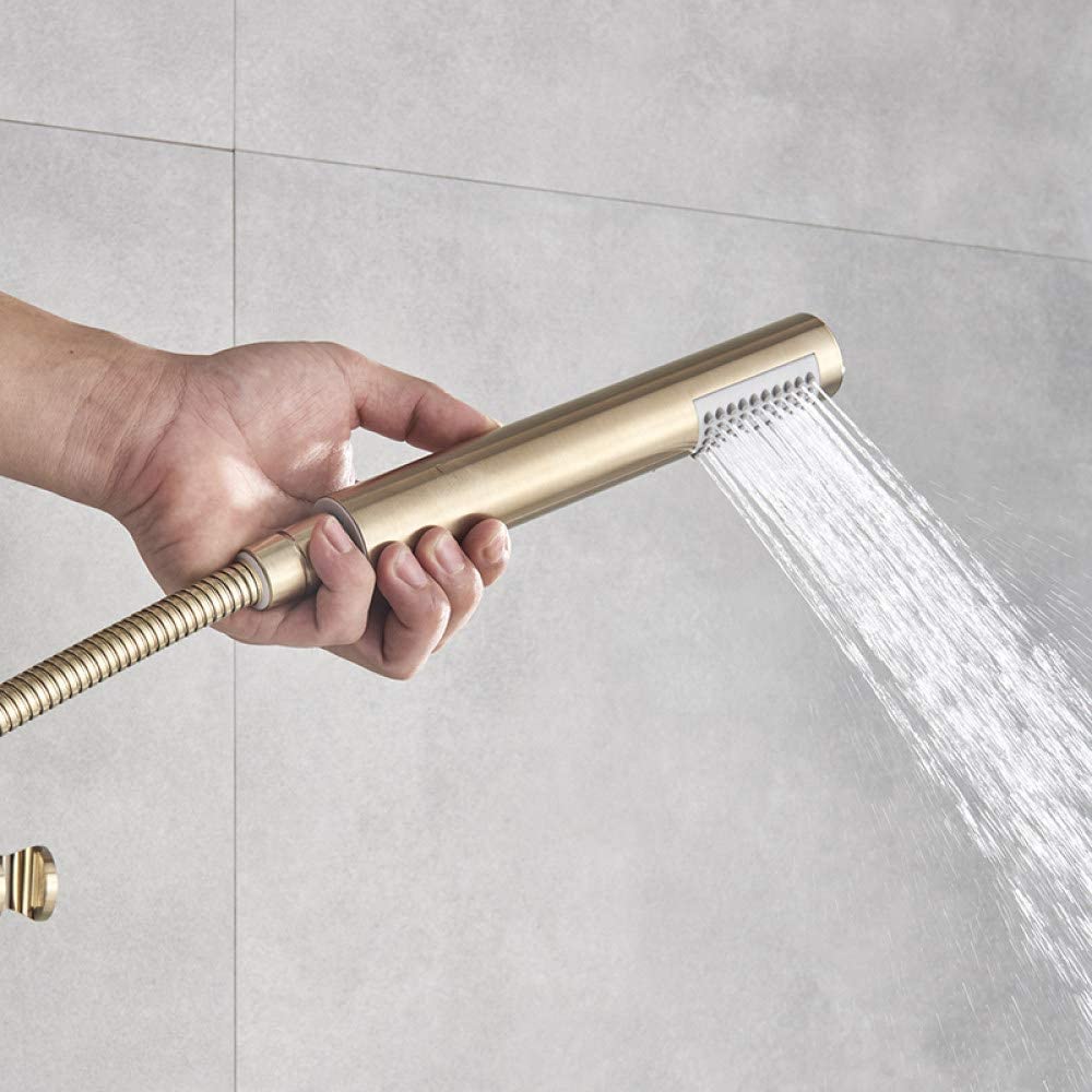 Set de dus auriu nichelat cu para rotunda tip ploaie 25 cm, Green 1269