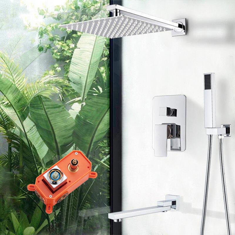 Set de dus cu para patrata 40 cm, 3 functii de curgere a apei