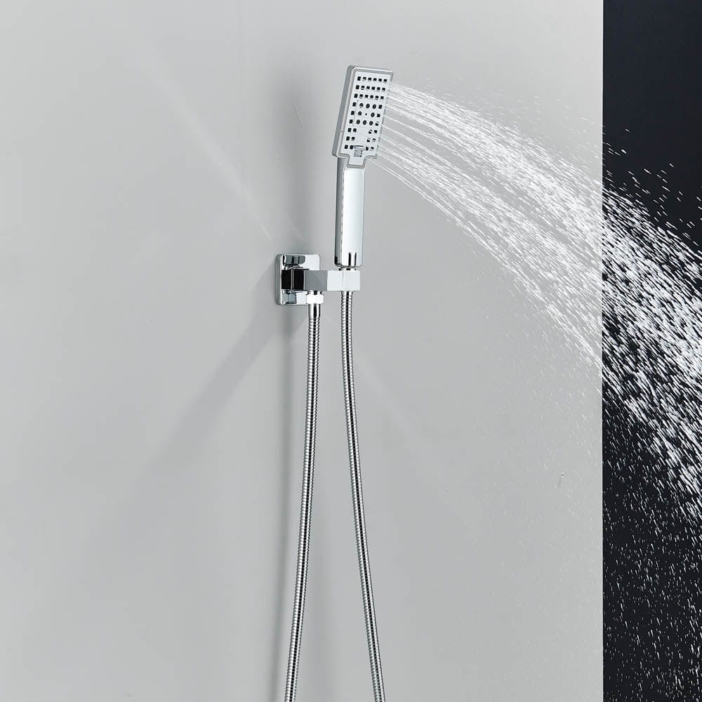 Set de dus cu para patrata de 30 cm, afisaj digital cu LED, argintiu