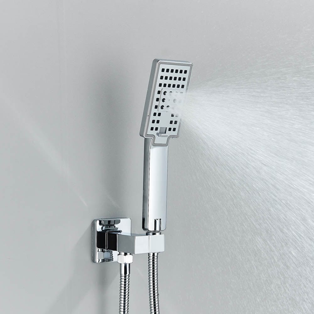 Set de dus cu para patrata de 30 cm, afisaj digital cu LED, argintiu