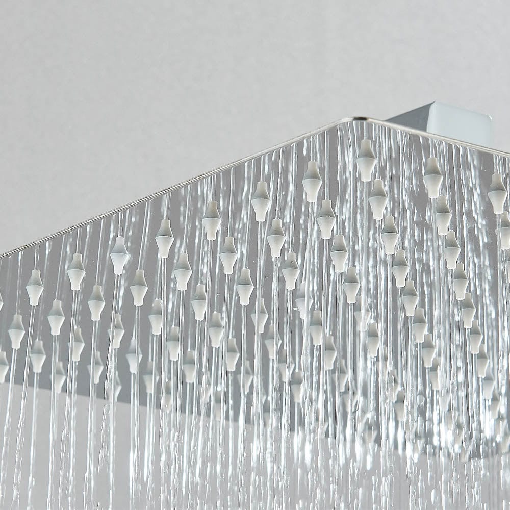 Set de dus cu para patrata de 30 cm, afisaj digital cu LED, argintiu