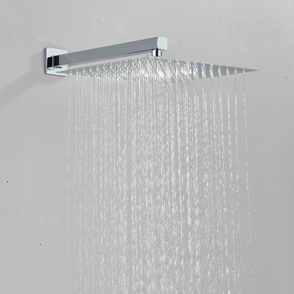 Set de dus cu para patrata de 30 cm, afisaj digital cu LED, argintiu