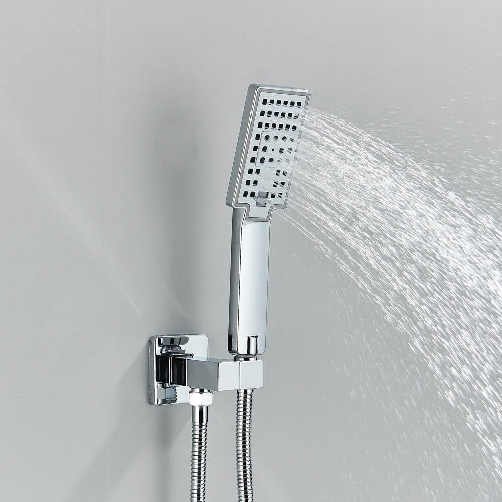 Set de dus cu para patrata de 30 cm, afisaj digital cu LED, argintiu