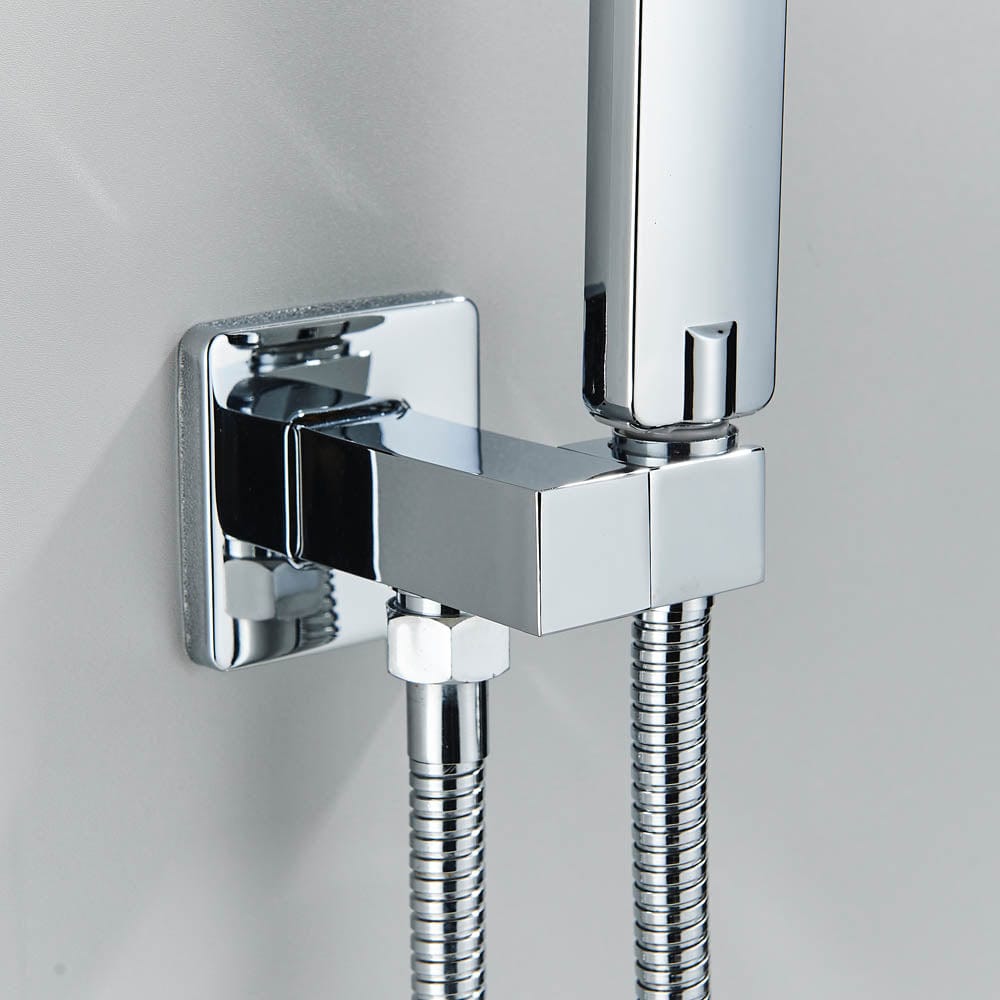 Set de dus cu para patrata de 30 cm, afisaj digital cu LED, argintiu