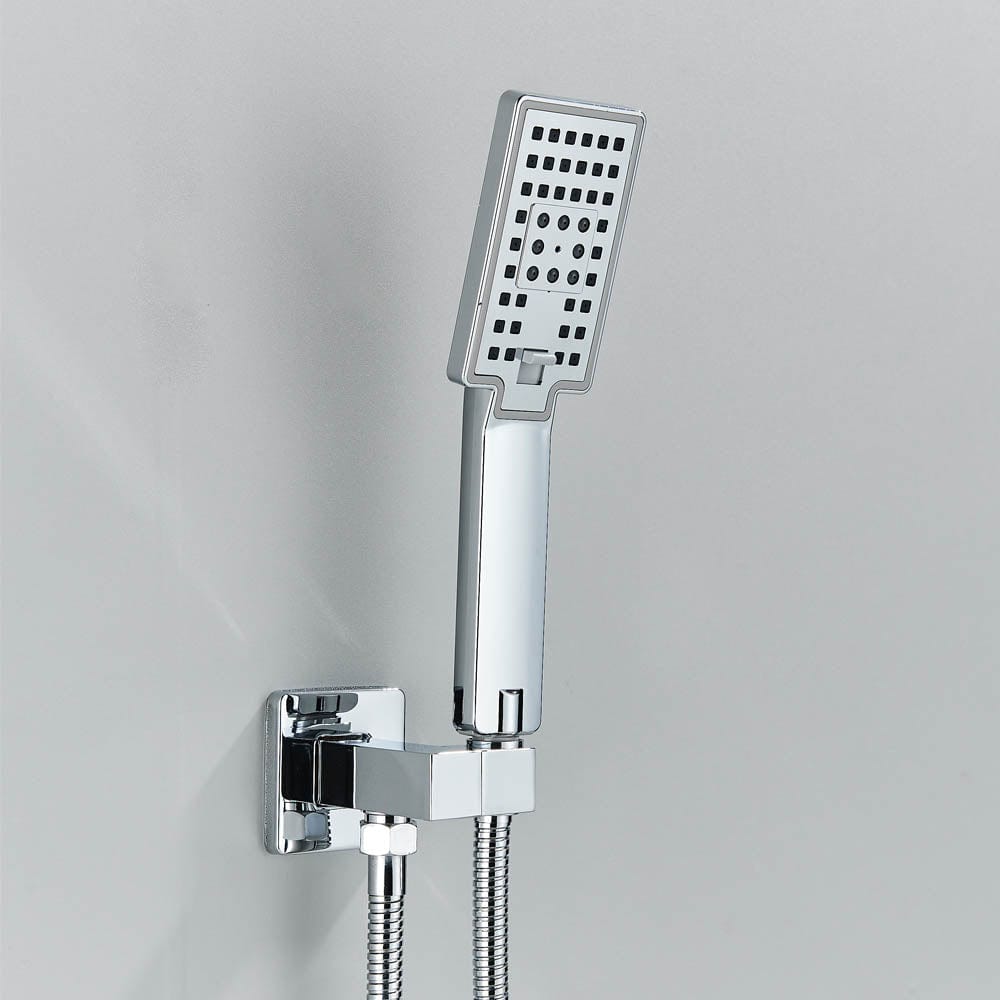 Set de dus cu para patrata de 30 cm, afisaj digital cu LED, argintiu