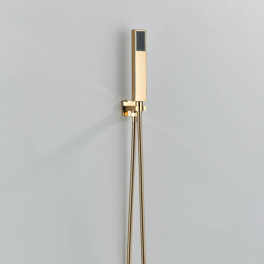 Set de dus cu para patrata de 30 cm, afisaj digital cu LED, auriu