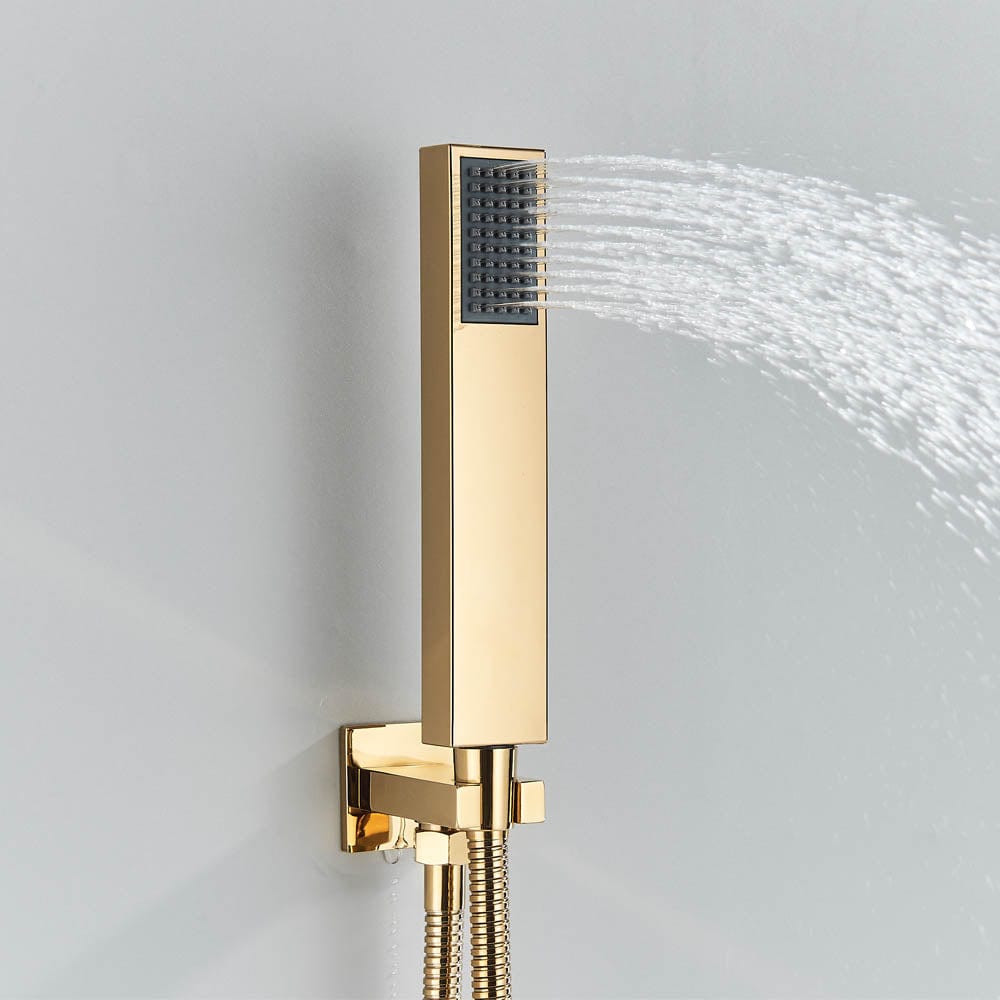 Set de dus cu para patrata de 30 cm, afisaj digital cu LED, auriu