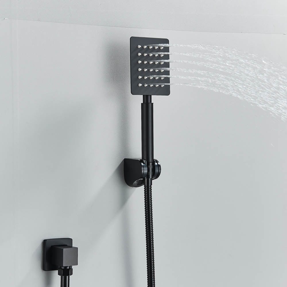 Set de dus cu para patrata de 30 cm, afisaj digital cu LED, negru mat