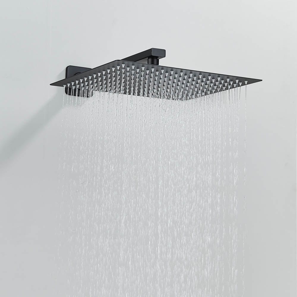 Set de dus cu para patrata de 30 cm, afisaj digital cu LED, negru mat