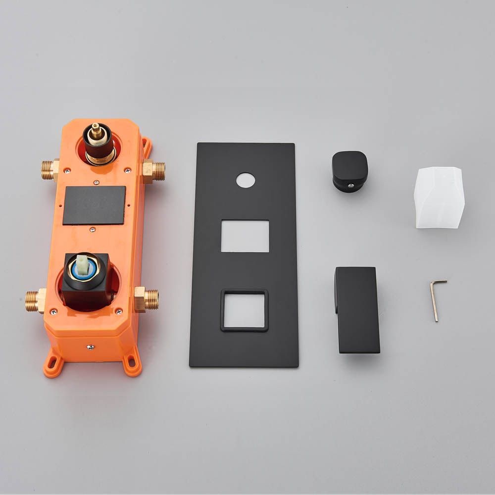 Set de dus cu para patrata de 30 cm, afisaj digital cu LED, negru mat