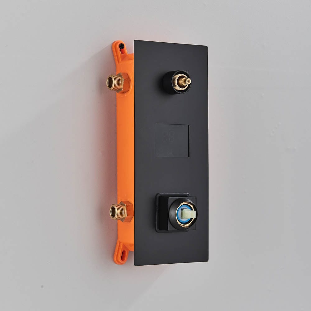 Set de dus cu para patrata de 30 cm, afisaj digital cu LED, negru mat