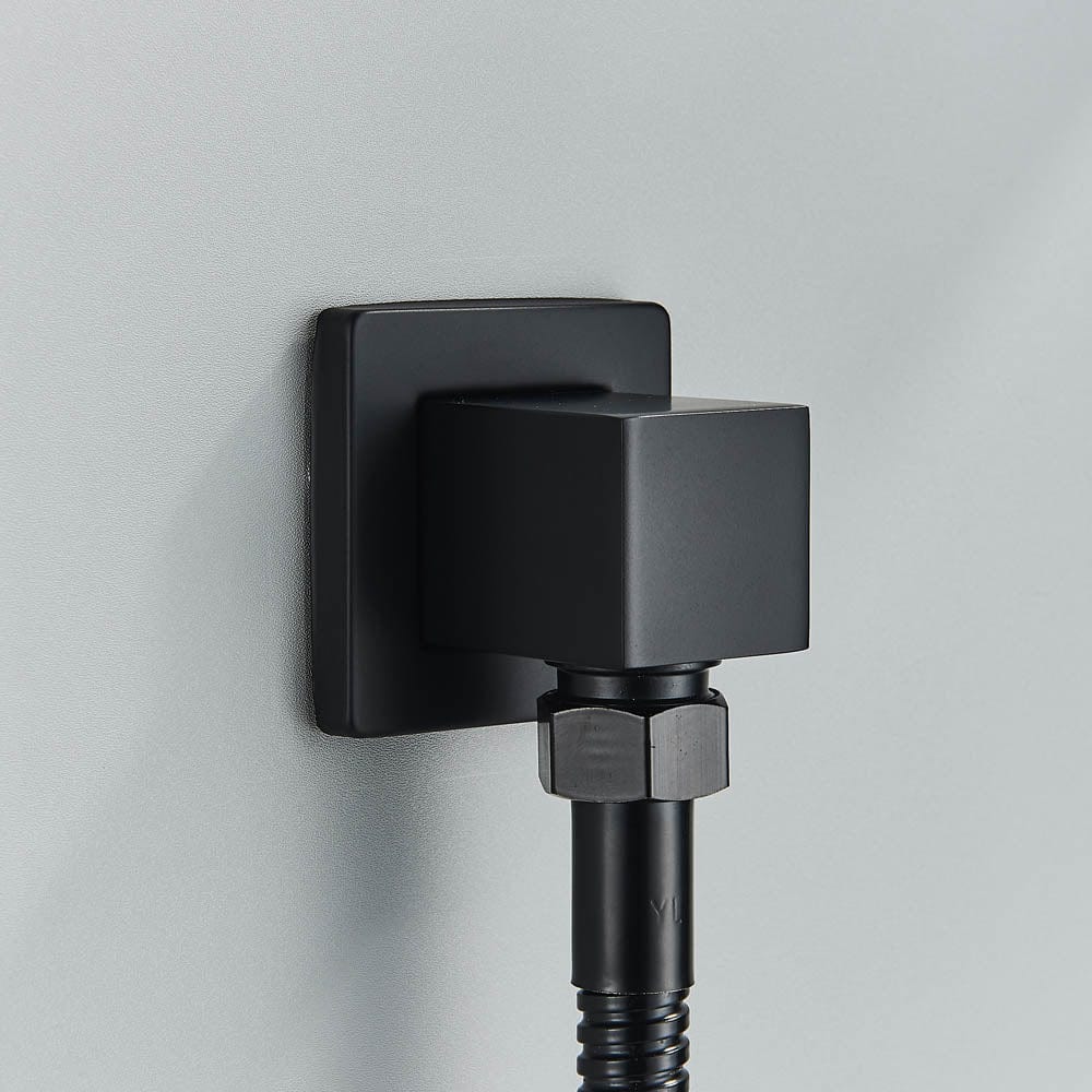 Set de dus cu para patrata de 30 cm, afisaj digital cu LED, negru mat