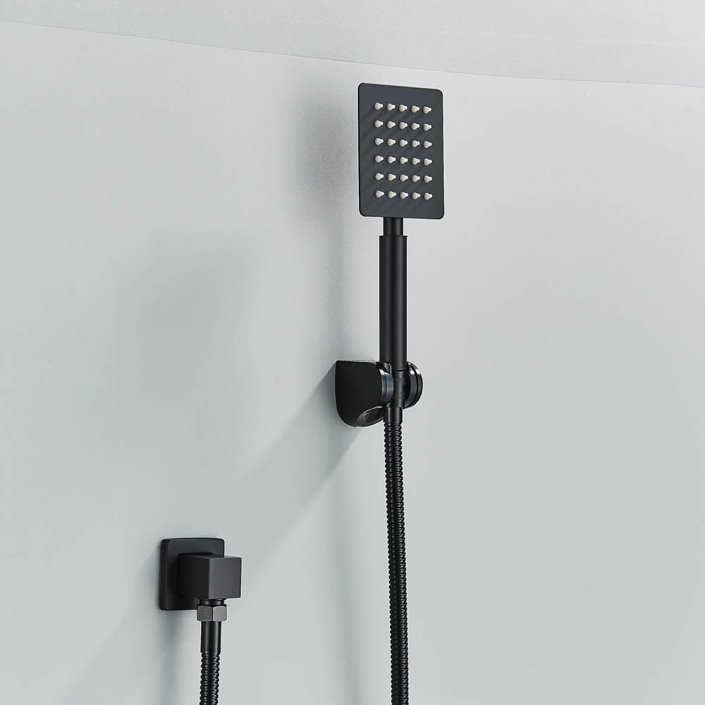 Set de dus cu para patrata de 30 cm, afisaj digital cu LED, negru mat