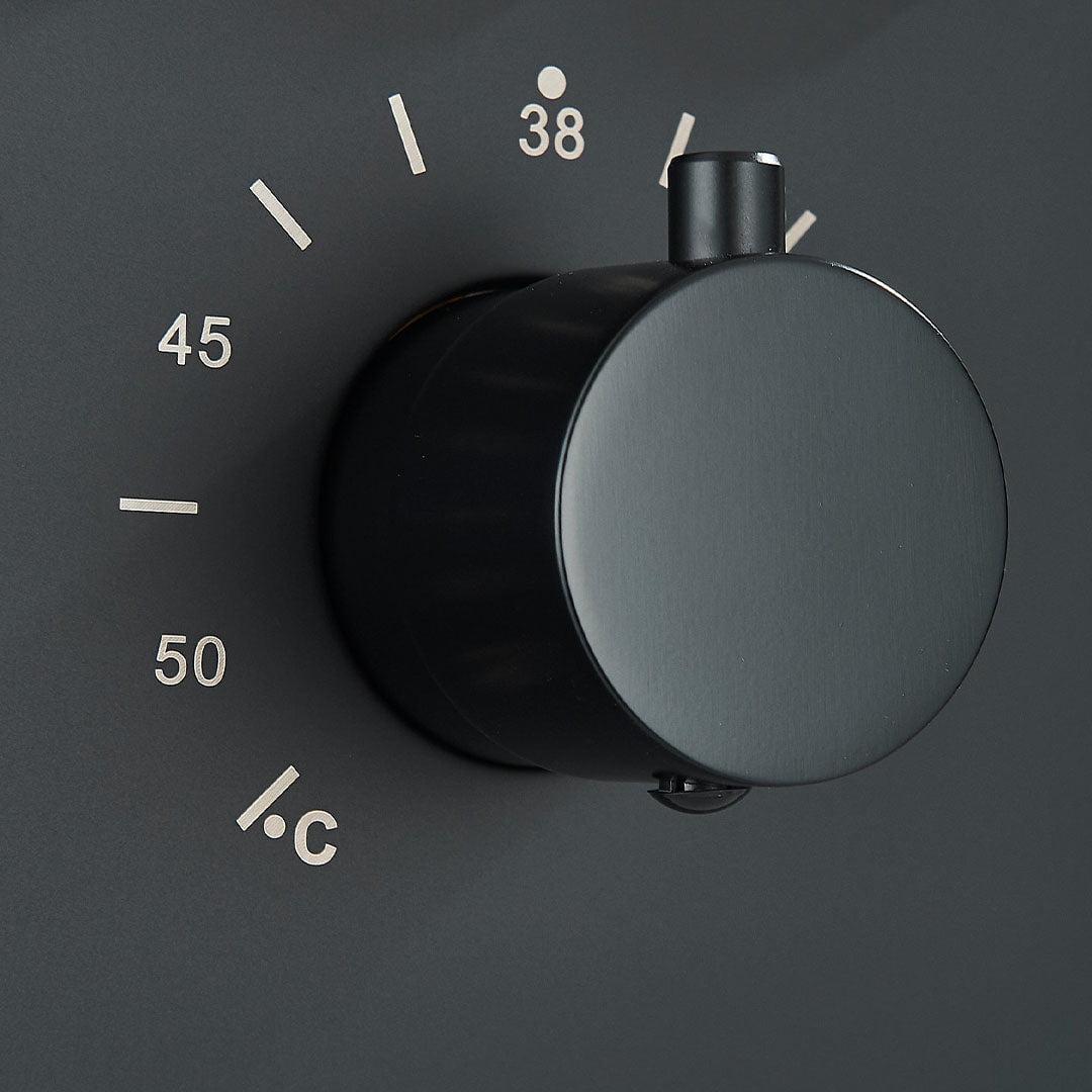 Set de dus incastrabil in tavan, cu para patrata, termostat, 3 functii de curgere a apei