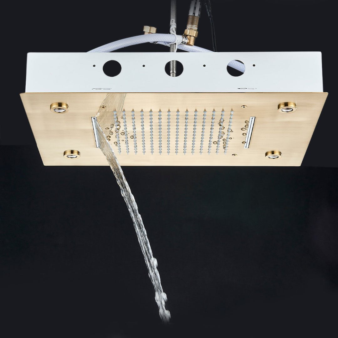 Set de dus incastrabil in tavan, cu para patrata si termostat, 3 functii de curgere a apei