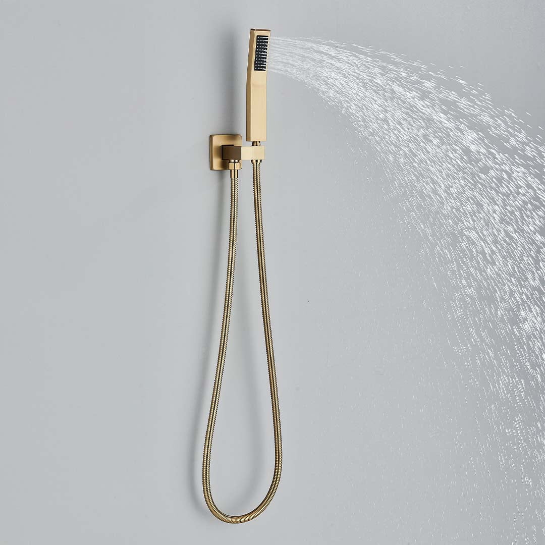 Set de dus incastrabil in tavan, cu para patrata si termostat, 3 functii de curgere a apei