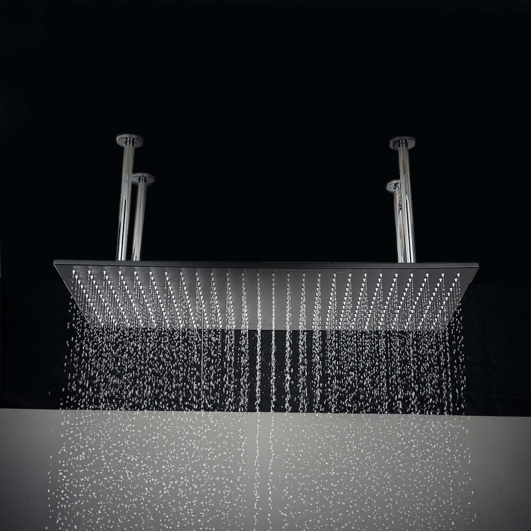 Set de dus incastrabil in tavan, cu para patrata, termostat, 3 functii de curgere a apei