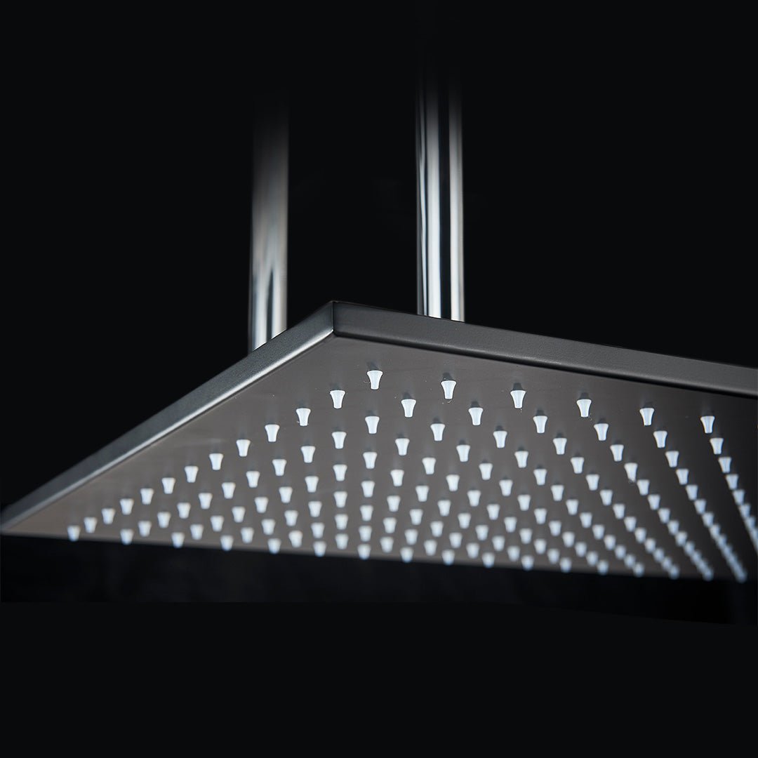 Set de dus incastrabil in tavan, cu para patrata, termostat, 3 functii de curgere a apei