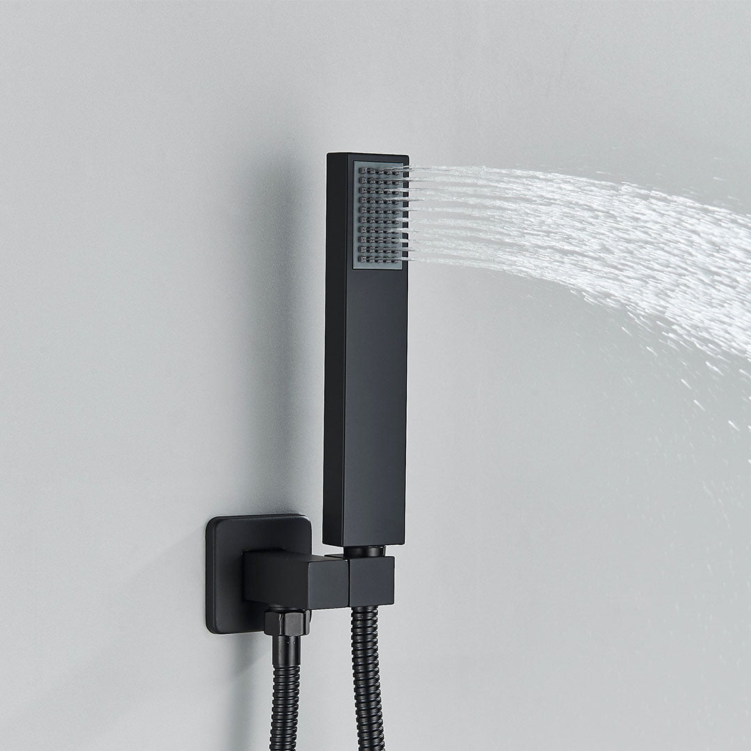 Set de dus incastrabil in tavan, cu para patrata, termostat, 3 functii de curgere a apei