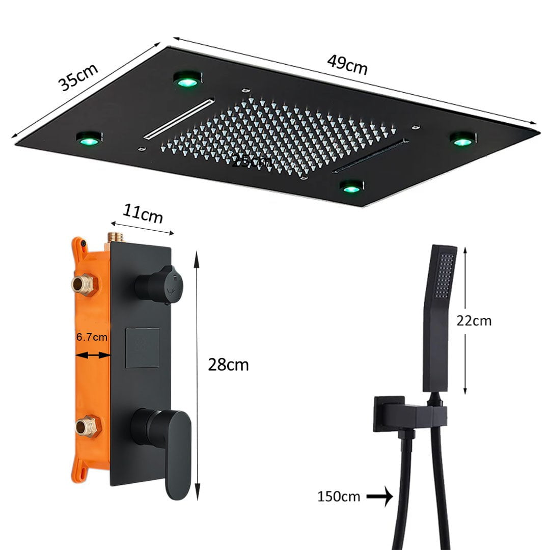 Set de dus incastrat in tavan, cu afisaj digital si lumini