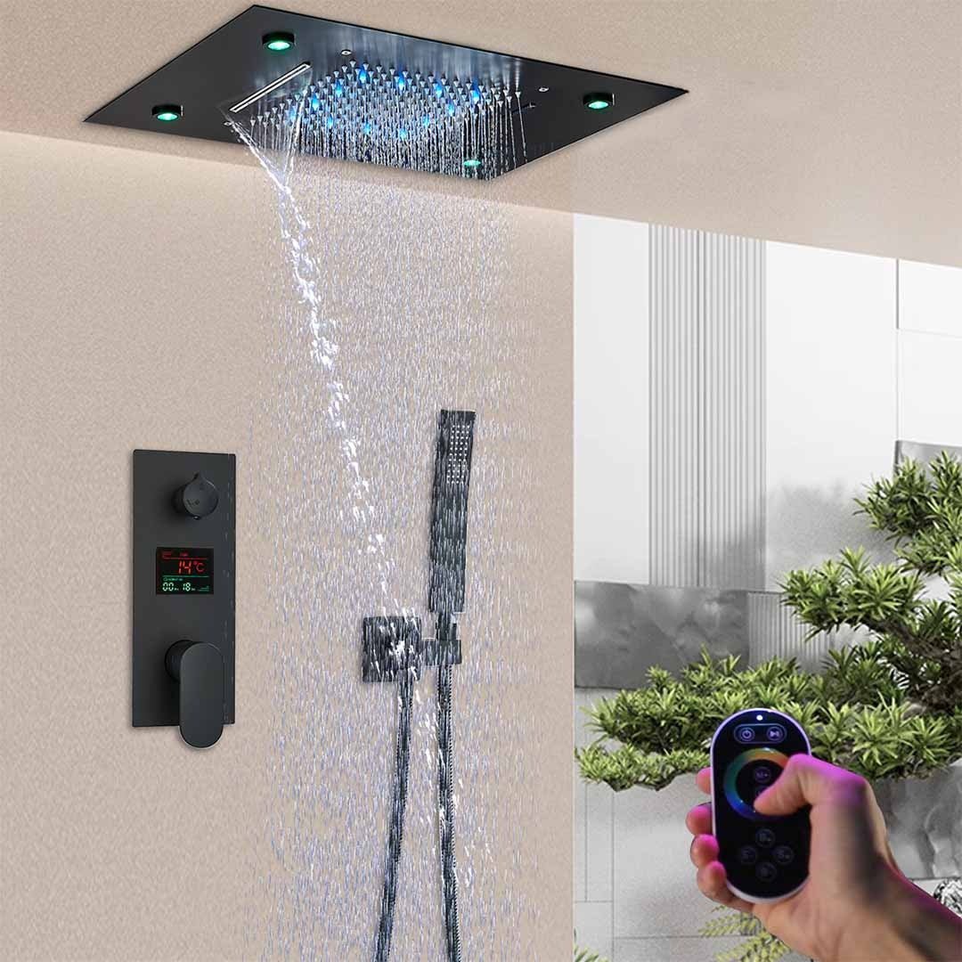 Set de dus incastrat in tavan, cu afisaj digital si lumini