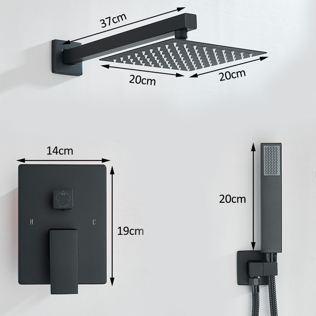 Set de dus incastrat, para de 20 cm, 2 functii, negru mat