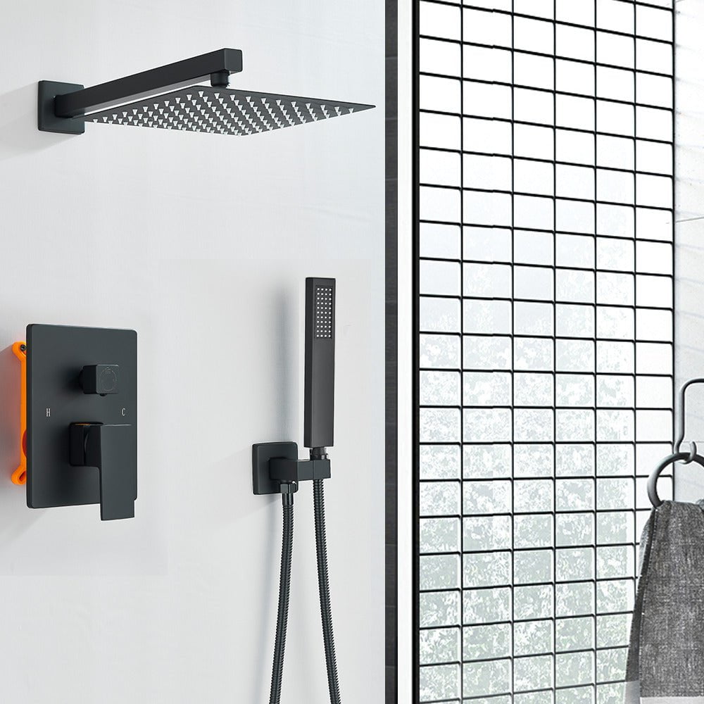 Set de dus incastrat, para de 25 cm, 2 functii, negru mat