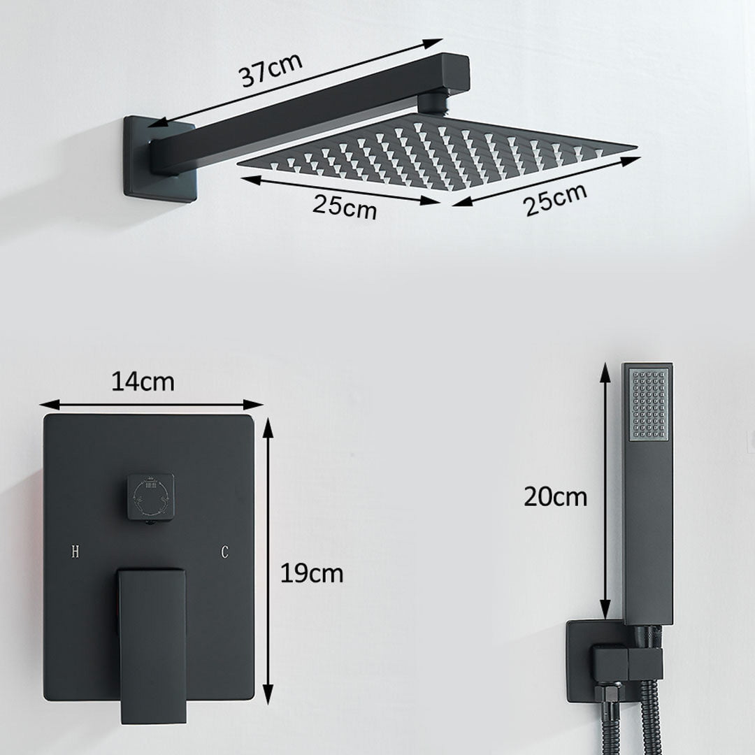 Set de dus incastrat, para de 25 cm, 2 functii, negru mat
