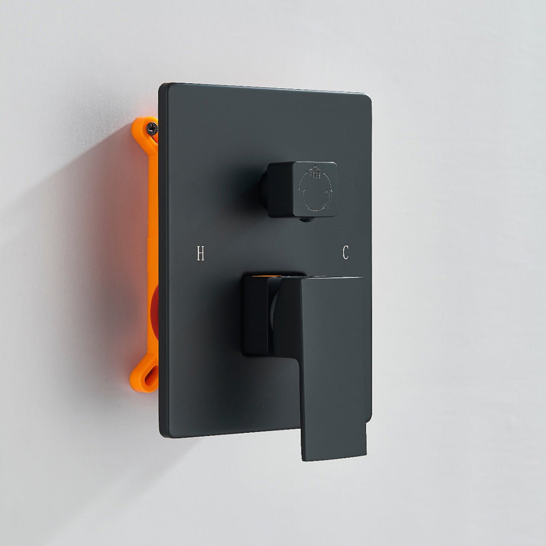 Set de dus incastrat, para de 30 cm, 3 functii, negru mat