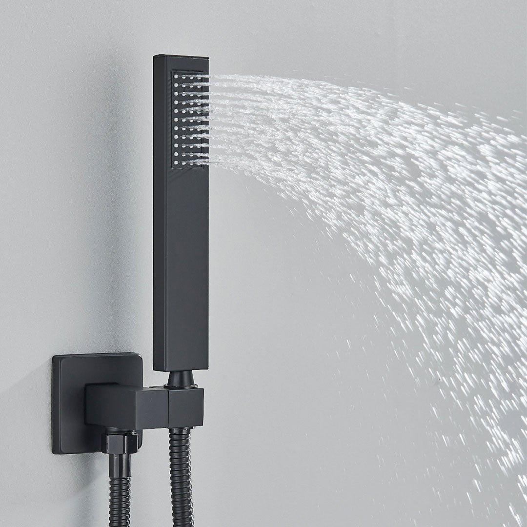 Set de dus incastrat, para de 30 cm, 3 functii, negru mat