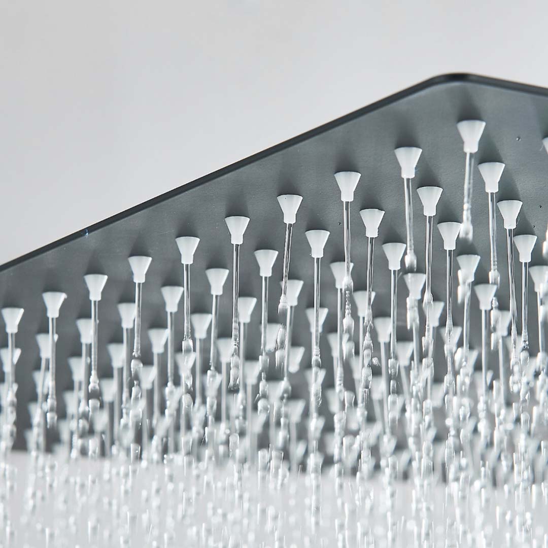 Set de dus incastrat, para de 30 cm, 3 functii, negru mat