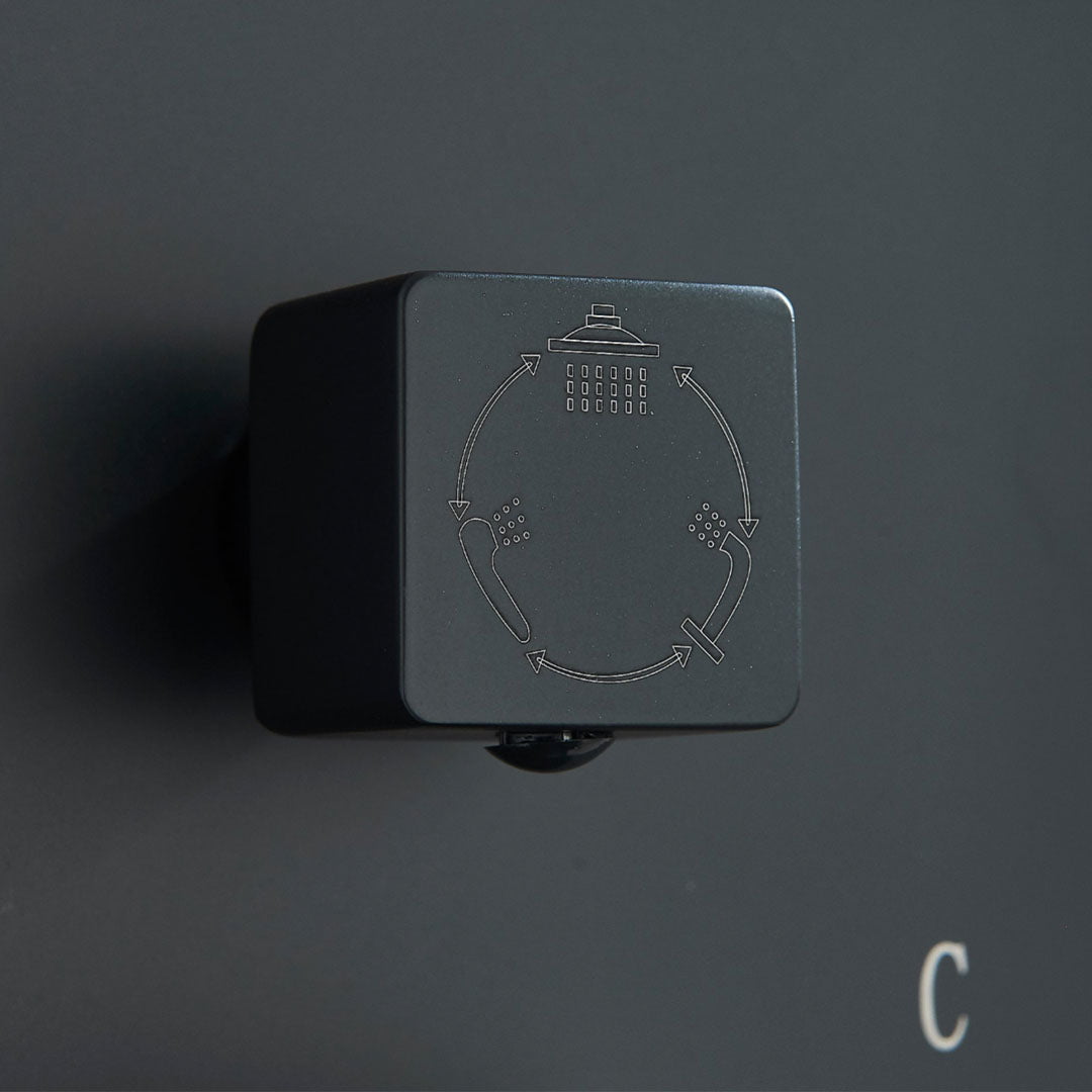 Set de dus incastrat, para de 30 cm, 3 functii, negru mat