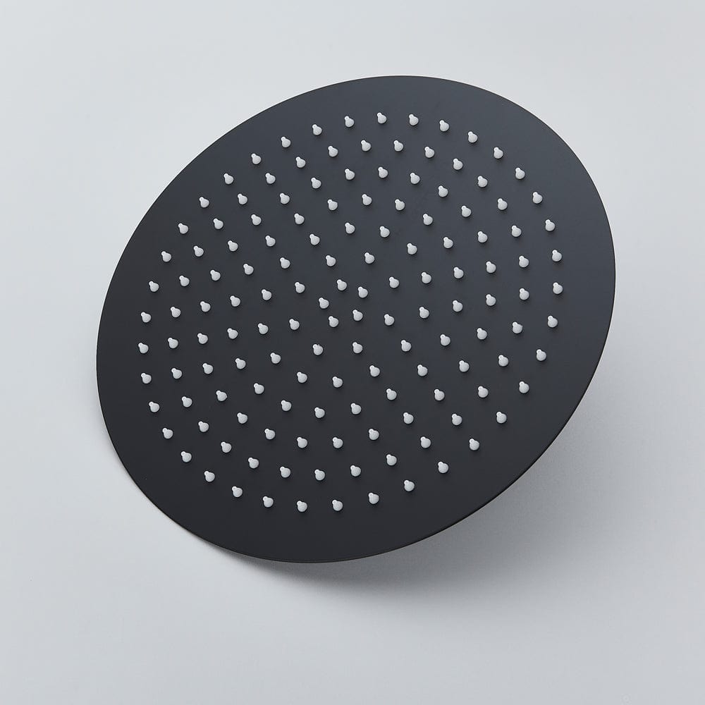 Set de dus negru cu montaj in tavan, para rotunda tip ploaie 30 cm