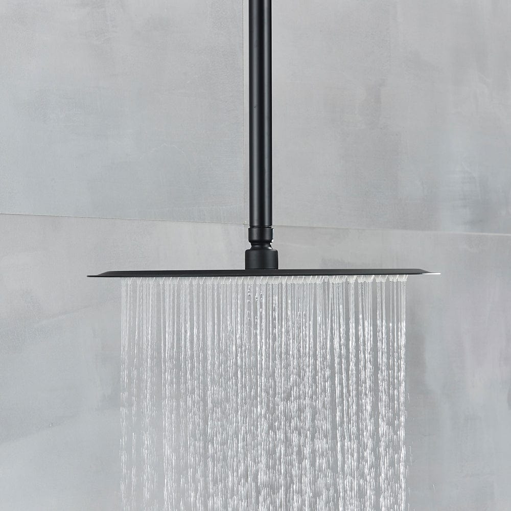 Set de dus negru cu montaj in tavan, para rotunda tip ploaie 30 cm