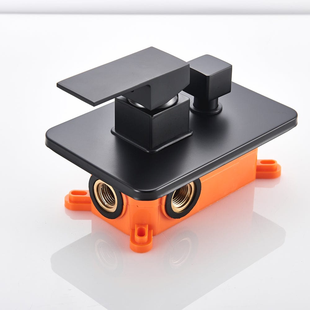 Set de dus negru cu para patrata 30 cm latura, cu 2 functii de curgere a apei