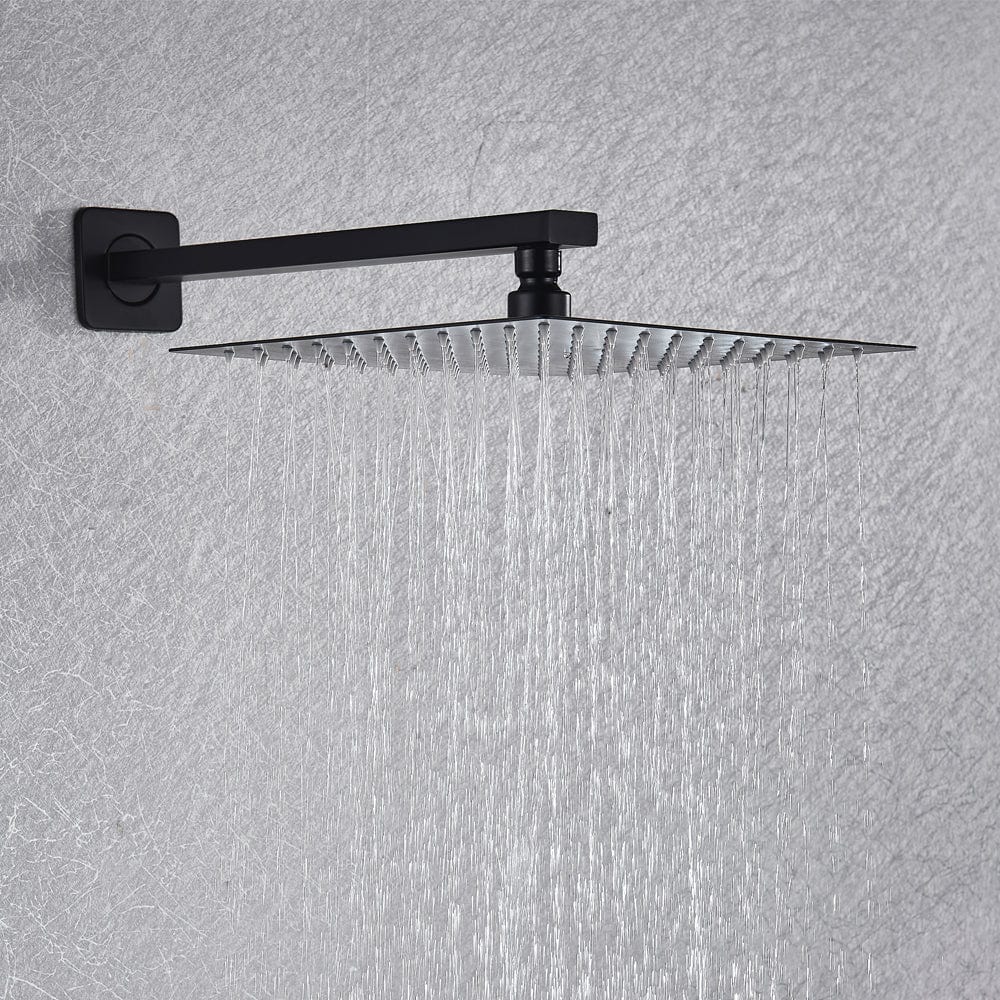 Set de dus negru cu para patrata 30 cm latura, cu 2 functii de curgere a apei