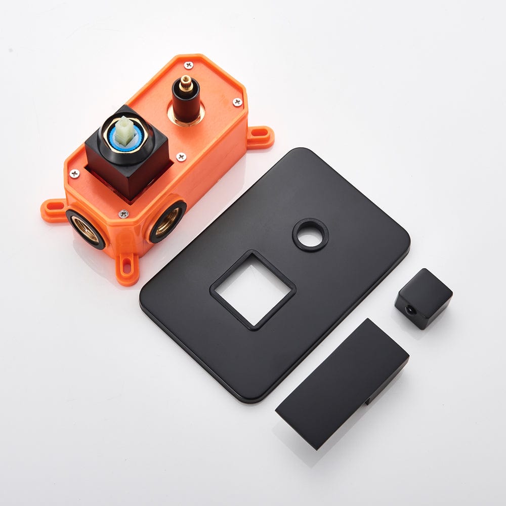 Set de dus negru cu para patrata 30 cm latura, cu 2 functii de curgere a apei