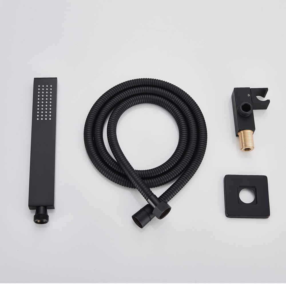 Set de dus negru cu para patrata 30 cm latura, cu 2 functii de curgere a apei