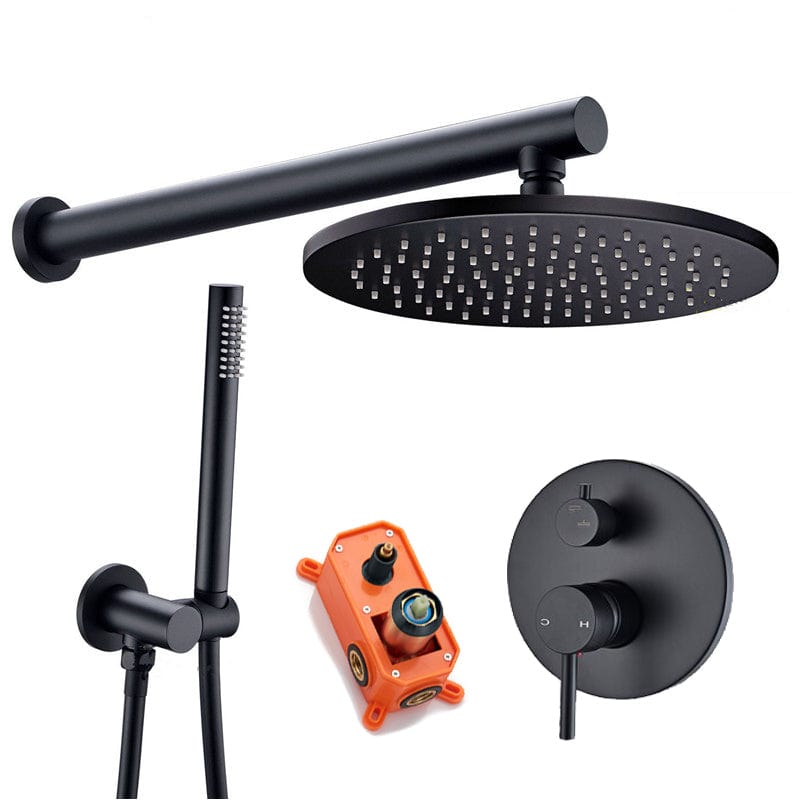 Set de dus negru cu para rotunda tip ploaie 25 cm, Green 1268