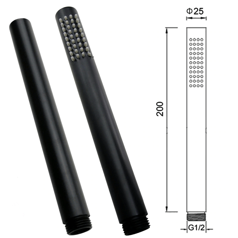 Set de dus negru cu para rotunda tip ploaie 25 cm, Green 1268