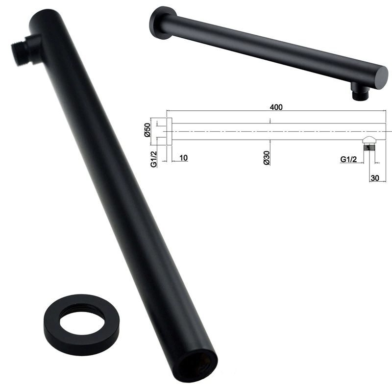 Set de dus negru cu para rotunda tip ploaie 25 cm, Green 1268